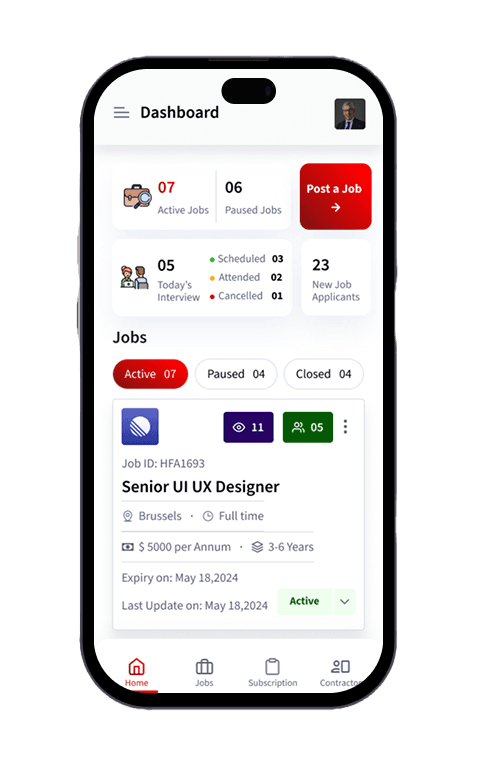 Contingent hiring dashboard mobile design